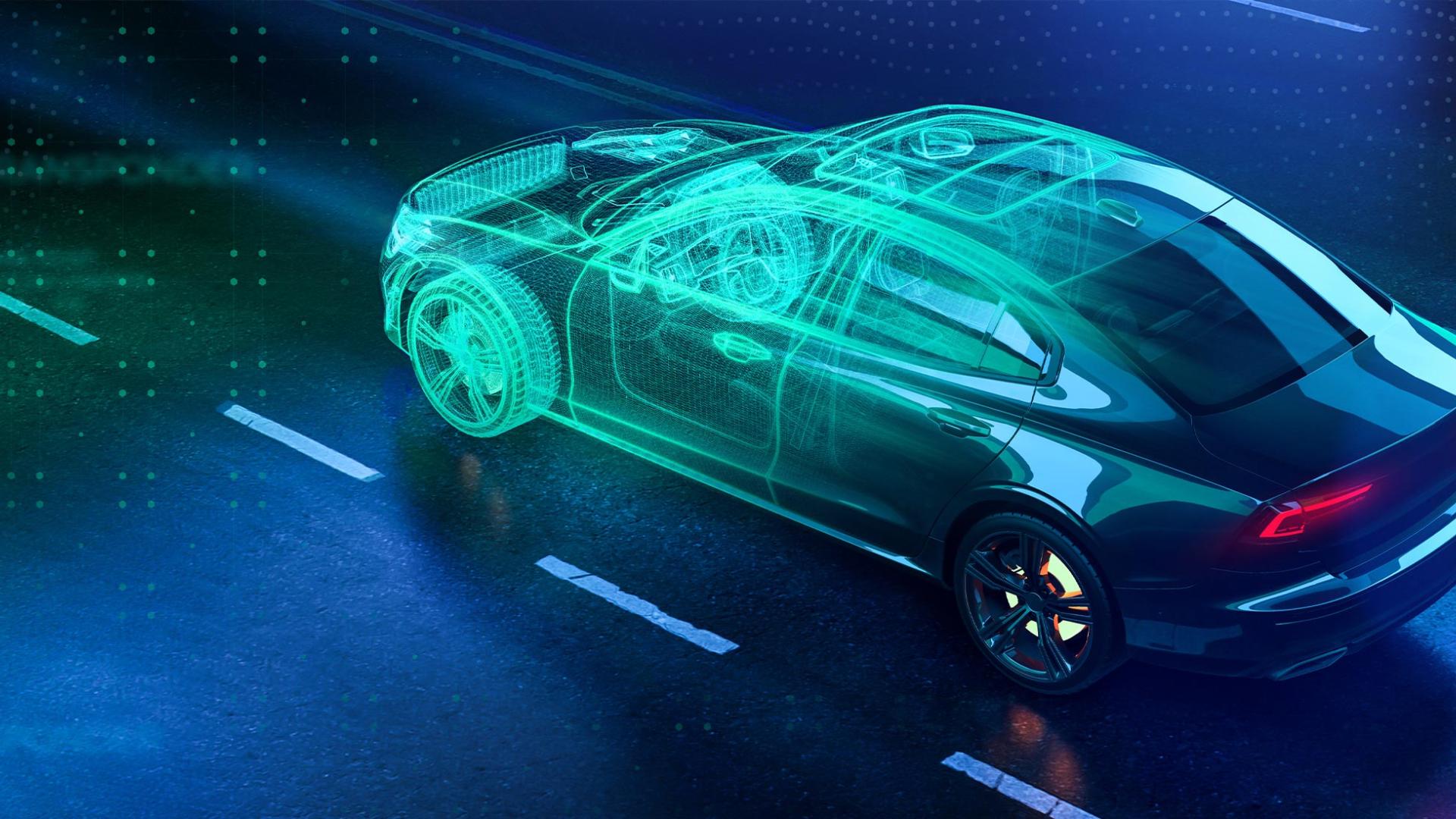 La voiture représentée symbolise les barres d'acier fournies à l'industrie automobile.